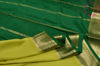 Picture of Olive Green and Bottle Green Pure Mysore Crepe Silk Saree with Plain Body and Zari Woven Border