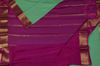 Picture of Mint Green and Pink Pure Mysore Crepe Silk Saree with Plain Body and Zari Woven Border