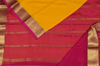 Picture of Yellow and Pink Pure Mysore Crepe Silk Saree with Plain Body and Zari Woven Border