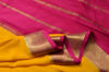 Picture of Yellow and Pink Pure Mysore Crepe Silk Saree with Plain Body and Zari Woven Border