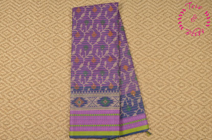 Picture of Dual Shade Purple and Pink Printed Mangalagiri Handloom Cotton Saree with Rich Thread Border