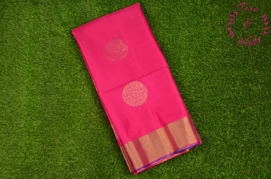 Picture of Pink and Royal Blue Pure Coimbatore Soft Silk Saree