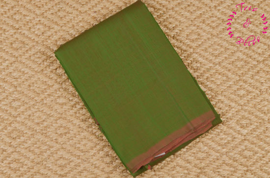 Picture of Dual Shade Green Plain Mangalagiri Handloom Cotton Saree