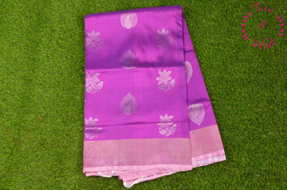 Picture of Purple Uppada Silk Saree with Silver Butta and Rich Pallu