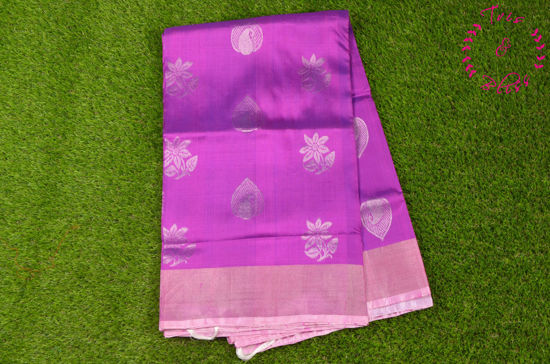 Picture of Purple Uppada Silk Saree with Silver Butta and Rich Pallu