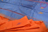 Picture of Orange and Greyish Blue Banana Silk Saree with Butta