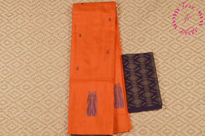 Picture of Orange and Purple Banana Silk Saree with Butta