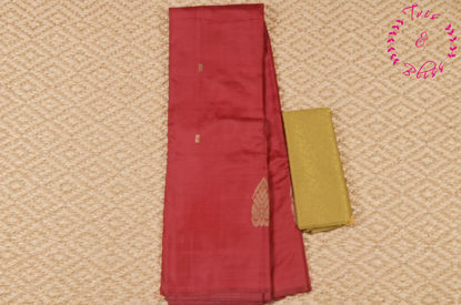 Picture of Red and Lemon Yellow Banana Silk Saree with Butta