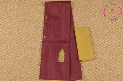 Picture of Maroon and Lemon Yellow Banana Silk Saree with Butta