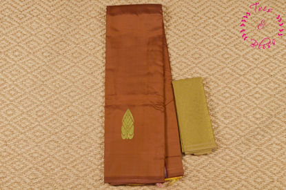 Picture of Brown and Lemon Yellow Banana Silk Saree with Butta