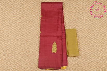 Picture of Red and Lemon Yellow Banana Silk Saree with Butta