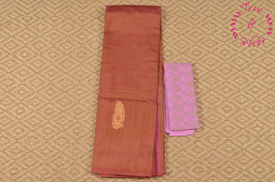 Picture of Dual Shade Brown and Pink Banana Silk Saree with Butta