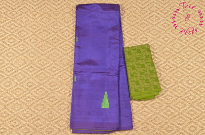 Picture of Green and Royal Blue Banana Silk Saree with Butta