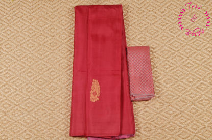 Picture of Red and Pink Banana Silk Saree with Butta