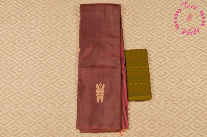 Picture of Brown and Dual Shade Green Banana Silk Saree with Butta