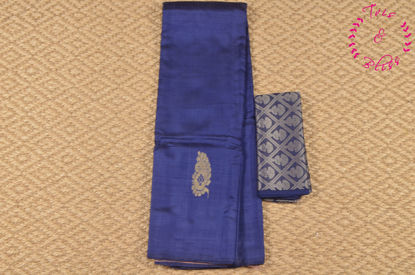 Picture of Navy Blue and Dreamy Pink Banana Silk Saree with Butta