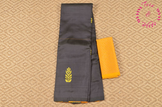 Picture of Moss Green and Yellow Banana Silk Saree with Butta