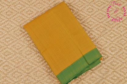 Picture of Yellow and Green Missing Checks Mangalagiri Handloom Cotton Saree