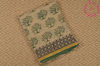 Picture of Nude and Green Hand Block Printed Malmal Cotton Saree with Small Zari Border