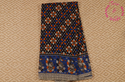 Picture of Black with Multicolour Handprinted Kalamkari Cotton Saree