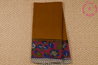 Picture of Clay Brown with Handprinted Kalamkari Border Cotton Saree