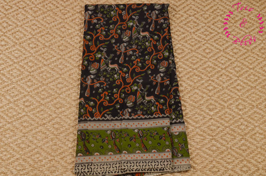 Picture of Black With Multicolour Handprinted Kalamkari Silk Saree