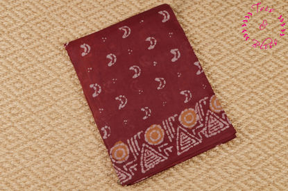 Picture of Maroon Batik Hand Printed Cotton Saree