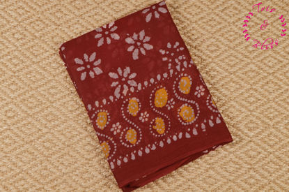 Picture of Red Batik Hand Printed Cotton Saree