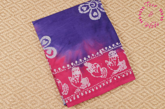 Picture of Violet and Pink Batik Hand Printed Cotton Saree