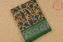 Picture of Nude and Green Tie and dye Silver Zari Kattam Cotton Saree with Kalamkari Print