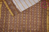 Picture of White and Brown Stripes Tie and Dye Bandhani Cotton Saree