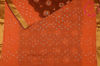 Picture of Brown and Orange Tie and Dye Ring Bandhani Cotton Saree with Zari Border