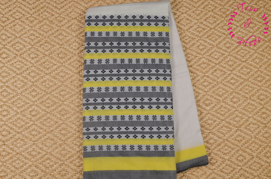 Picture of White and Grey Begumpuri Soft Handloom Cotton Saree