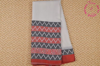 Picture of White and Red Begumpuri Soft Handloom Cotton Saree