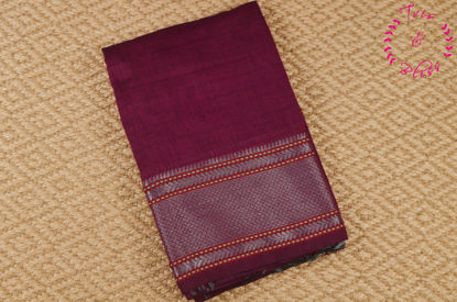 Picture of Magenta Linen Cotton Saree with Silver Zari Border