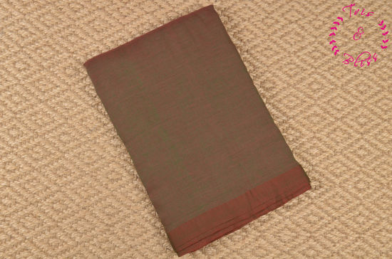 Picture of Dual Shade Green and Orange Plain Soft Handloom Cotton Saree