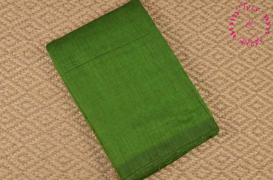 Picture of Green Plain Soft Handloom Cotton Saree